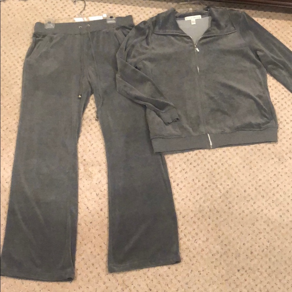 Velour slate grey sweat suit